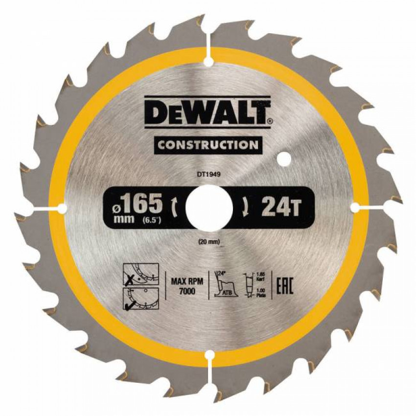 Диск пильний 165 мм CONSTRUCTION DeWALT DT1949-DT1949