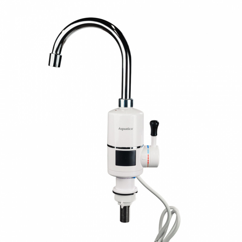 Кран-водонагрівач проточний s96 3.3кВт для кухні вилив вухо на гайці з індикатором і термостатом AQUATICA (9796133)-9796133