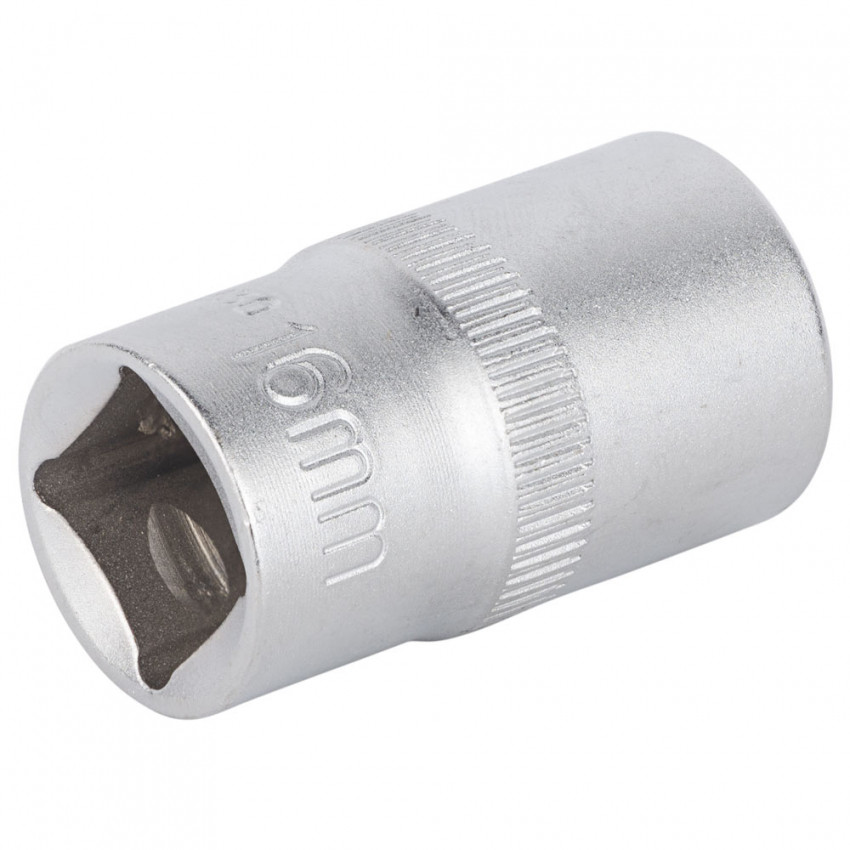 Насадка шестигранна коротка 1/2" 16мм CrV mid Sigma (6071161)-6071161