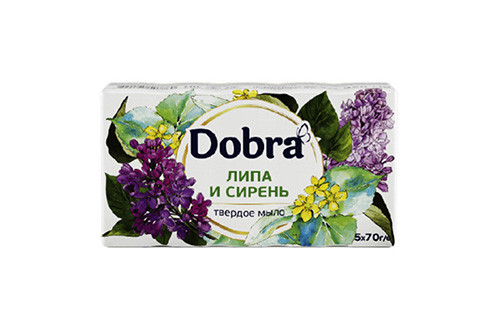 Мило туалетне тверде косметичне 5*70г екопак ТМ Dobra Бузок та липа-081136