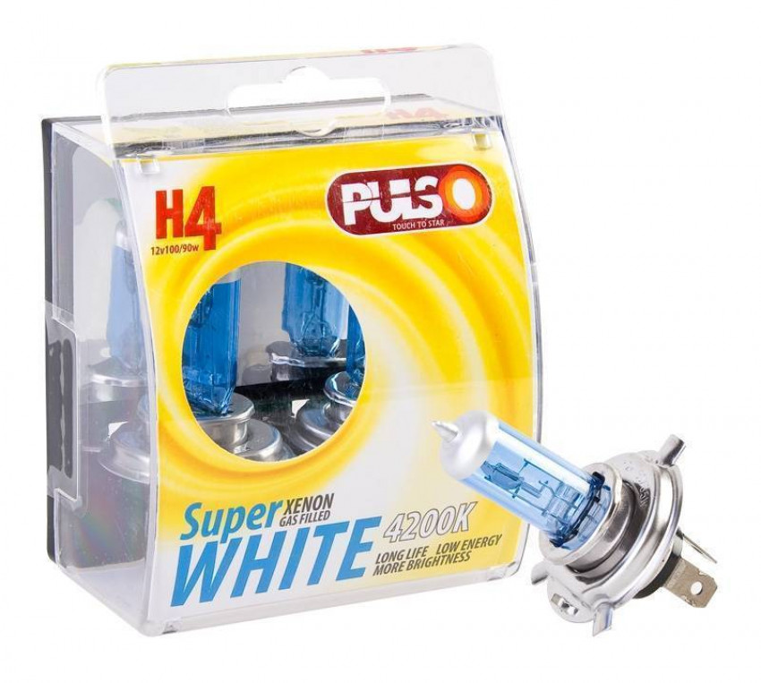 Лампи PULSO/галогенні H4/P43T 12v100/90w super white/plastic box-LP-42191 (5/50)