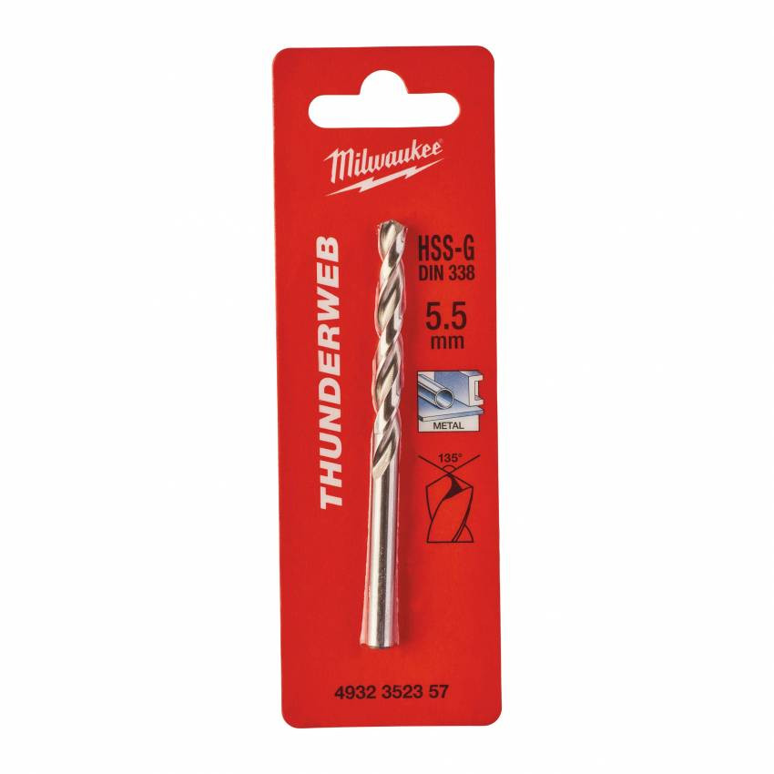 Свердло по металу THUNDERWEB HSS-G MILWAUKEE DIN338, Ø5,5x93мм-4932352357