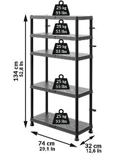 Система стелажів QBRICK SYSTEM REGULAR Mix 74/32см, 5 полок, 100кг (5901238263296)-REGQRS74325MCZAPG001