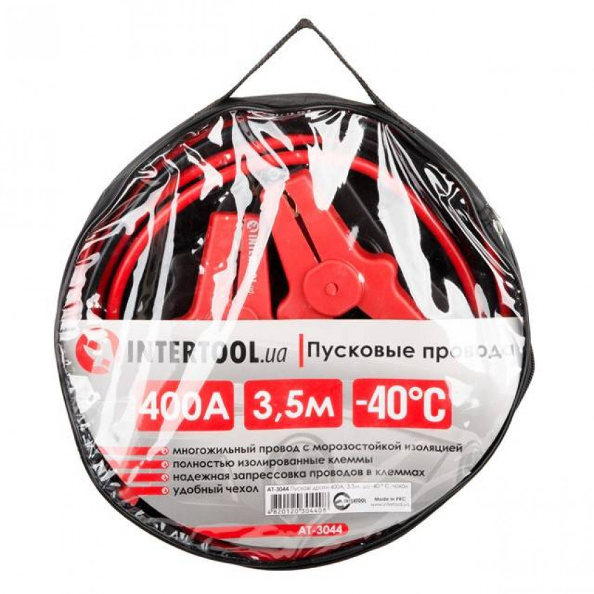 Пускові дроти 400 А, 3 м, до -40°C, чохол INTERTOOL AT-3044-AT-3044