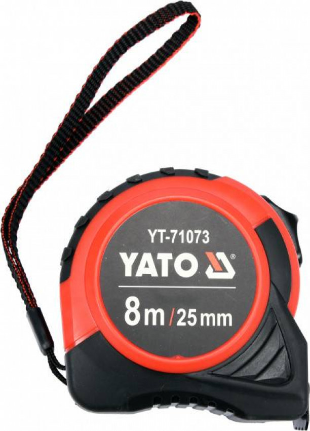 Рулетка YATO : L= 8 м x 25 мм, з сталевою стрічкою, нейлоновим покриттям-YT-71073