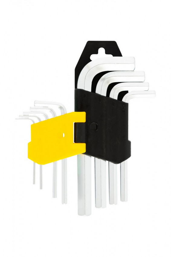 Ключі шестигранні MASTERTOOL набір 9 шт CrV короткі (1.5-10 мм 45-112 мм) 75-0955-75-0955