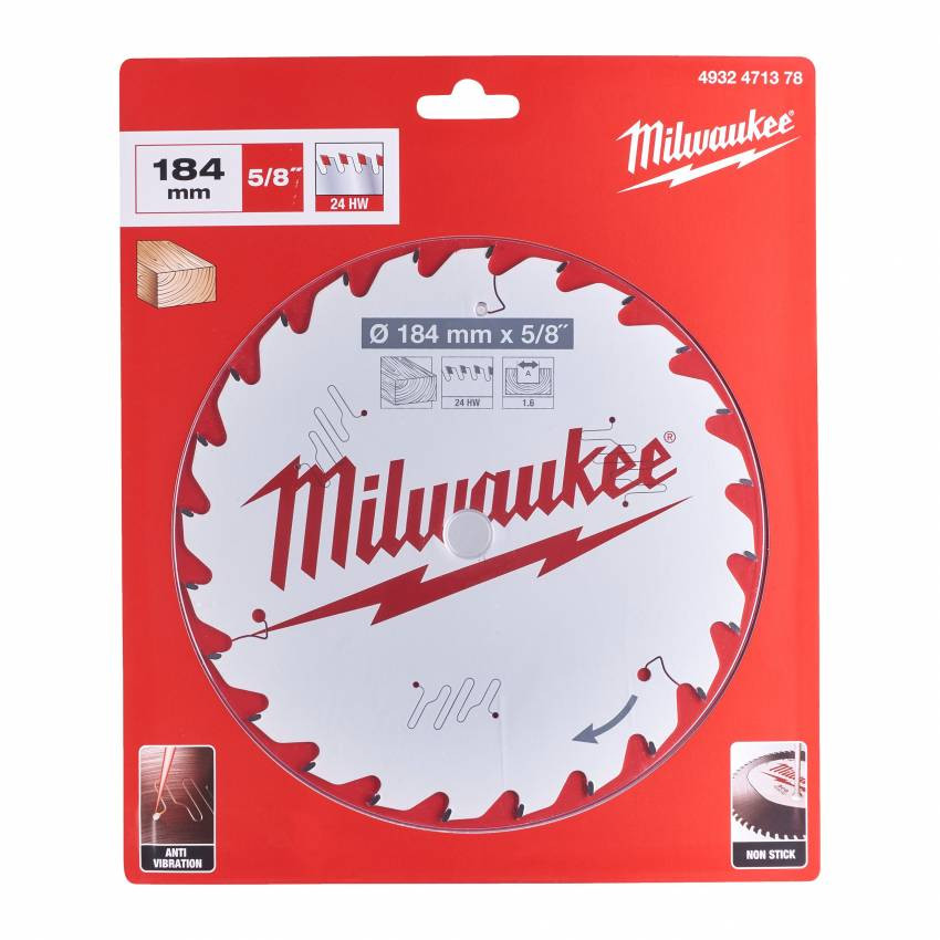 Диск пильний MILWAUKEE, Ø184/15,8мм, 24 зуб.-4932471378