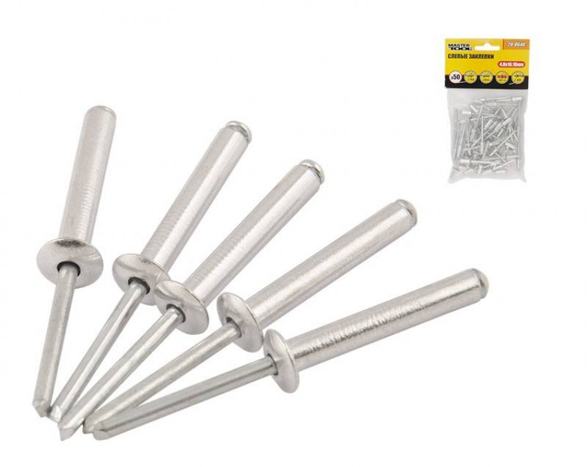 MasterTool Сліпі алюмінієві заклепки 4,8*10,16 мм, 50 шт, арт.: 20-0640-20-0640