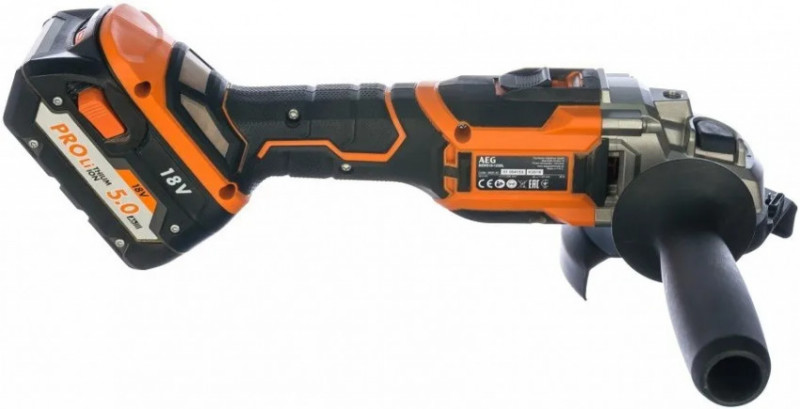 Шліфмашина кутова акум. BEWS18-125BL-502C AEG, 18В,2Х5А/год,90х,11000об/х,26мм,2,6кг,кейс-BEWS18-125BL-502C