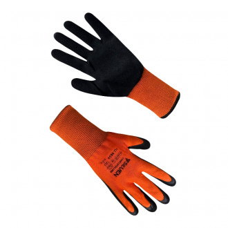 Рукавички помаранчеві синтетичні з чорним неповним спіненим латексним покриттям FLL 9634 &quot;б&quot; р.10  помаранчевий (69634)-[articul]
