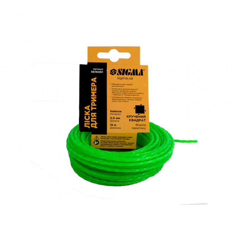 Лісочка для тримера кручений квадрат Ø3.0мм 15м Sigma (5616061)-5616061