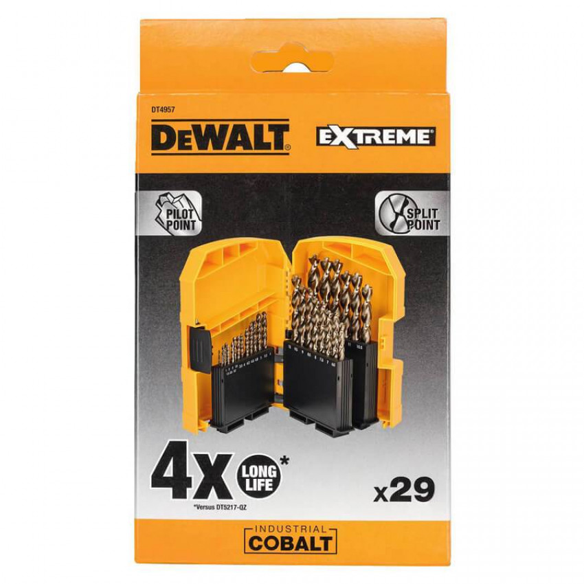 Набір свердлу по металу INDUSTRIAL COBALT EXTREME діаметри 1-13 мм, 29 шт., DeWALT DT4957-DT4957