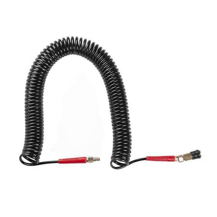 Шланг BLACK M-Flex 5.5х8мм, 15м спіральний поліуретановий з поворотним шарніром, латунними швидкороз'ємними з'єднаннями STORM INTERTOOL PT-1791-PT-1791