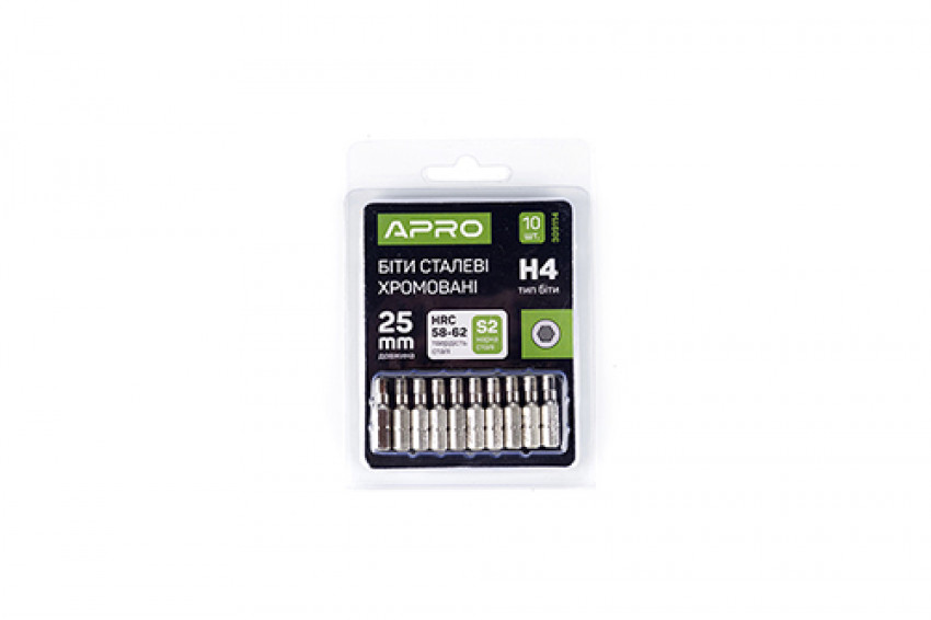 Біта Н4*25мм хром, 10шт/уп APRO-309114