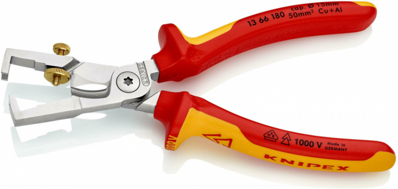 Кліщі для видалення ізоляції, з функцією різання кабелю StriX KNIPEX 13 66 180 SB-13 66 180 SB