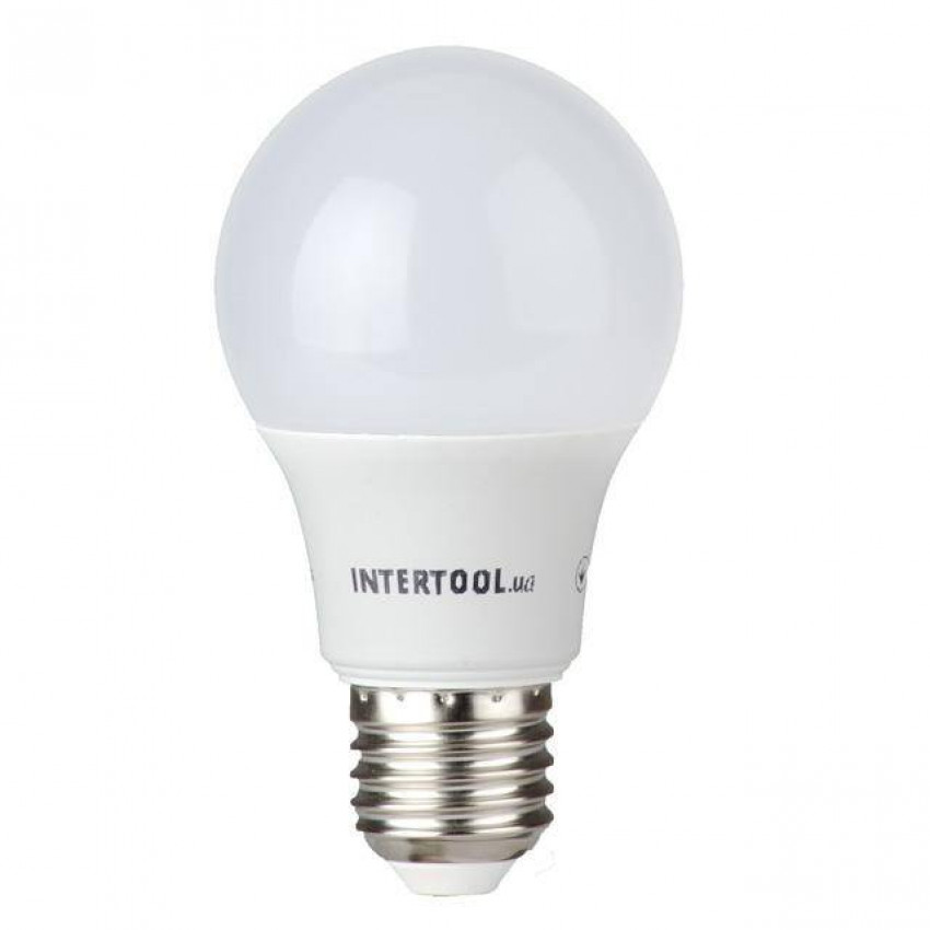 Лампа світлодіодна LED A60, E27, 10Вт, 150-300В, 4000K, 30000ч, гарантія 3 роки. INTERTOOL LL-0014-LL-0014