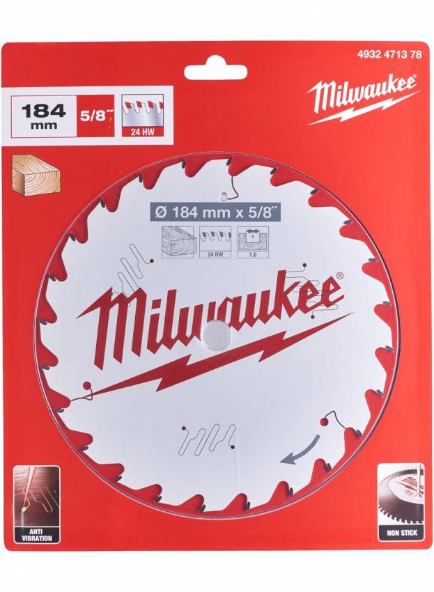 Диск пильний MILWAUKEE, Ø184/15,8мм, 24 зуб.-4932471378