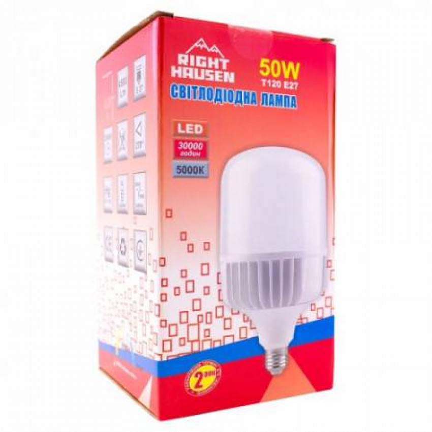 Лампа 50W RIGHT HAUSEN LED Premium HIGH POWER E27 5000K-HN-158022