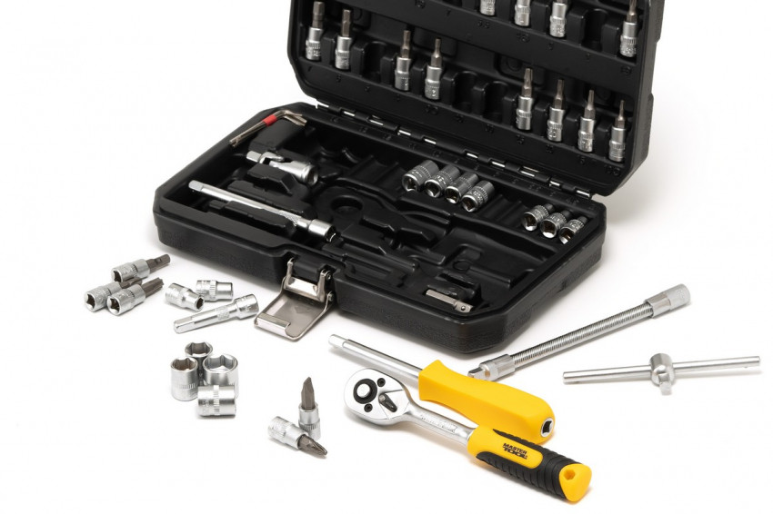 MasterTool Набір торцевих насадок PROFI CrV 1/4” 4-14 мм, тріскачка 72Т, 46 шт, кейс, Арт.: 78-2047-78-2047