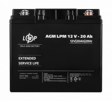 Акумулятор AGM LPM 12V-20 Ah під болт М5-[articul]