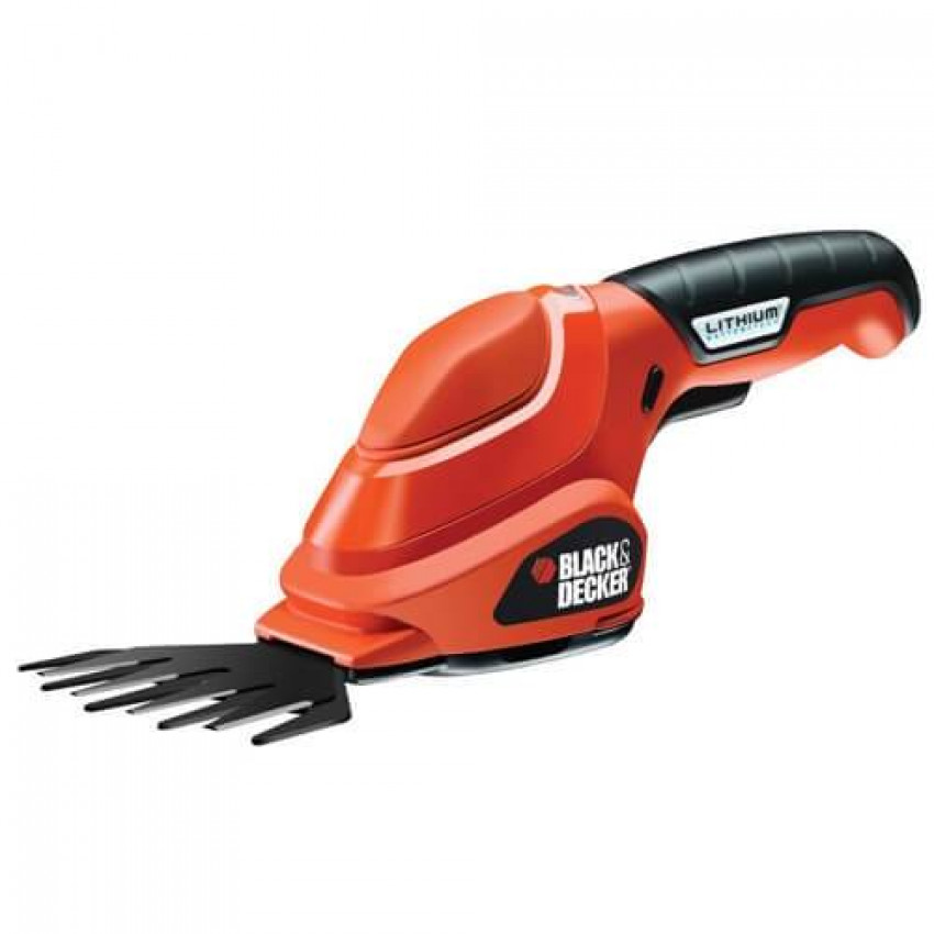 Кущоріз акумуляторний BLACK DECKER, 3,6 В, 1 Ач, Li-Ion, 850 хід / хв, крок ножа 23 мм, 0.58 кг-GSL200