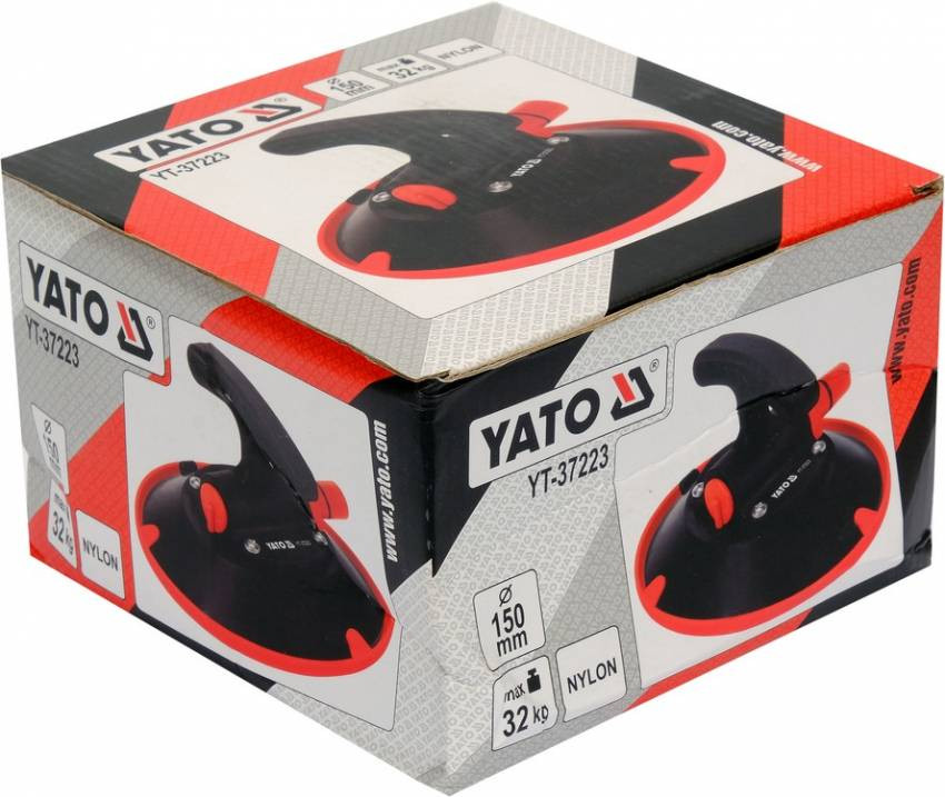 Присоска для монтажу скла одинарна YATO: чашка Ø= 152 мм, m= 32 кг-YT-37223