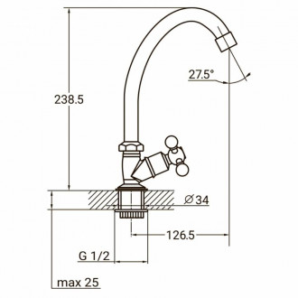 Змішувач s83 ½&quot; монокран на гайці (КРАТНО 2ШТ) AQUATICA QM-1G159C (9783600)