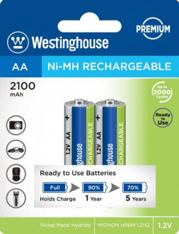 Акумулятор Westinghouse Ni-Mh 2100  АА/R6 2шт/уп blister.-[articul]