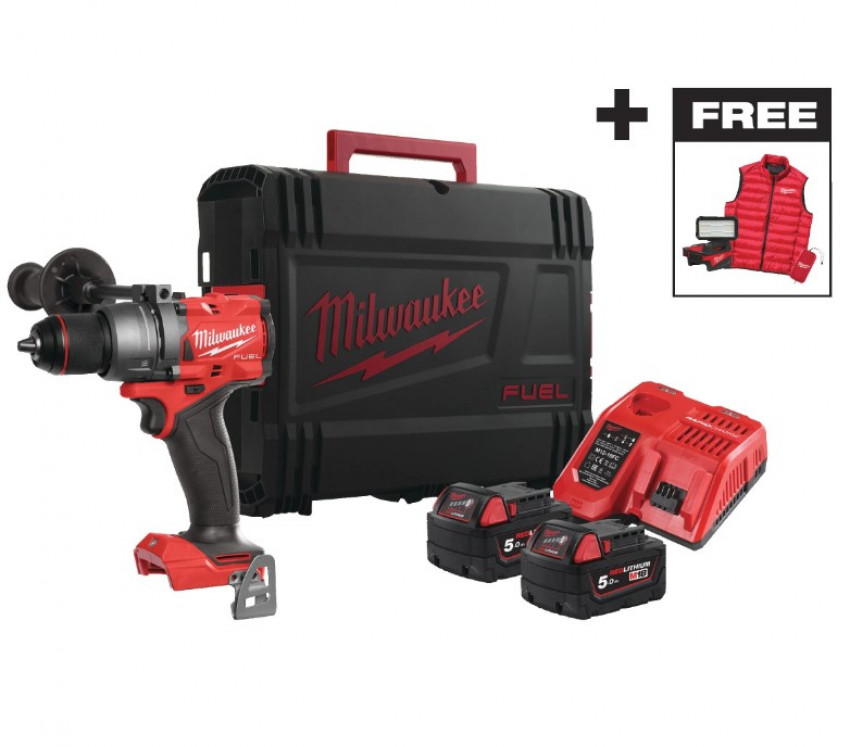 Дриль-шурупокрут з ударом акумуляторний MILWAUKEE, M18 FPD3MC-502X, 158Нм, (ЗП+2акум.Х5Аг+HDкейс)+M18 ALIS-0+жилетка-4933499451