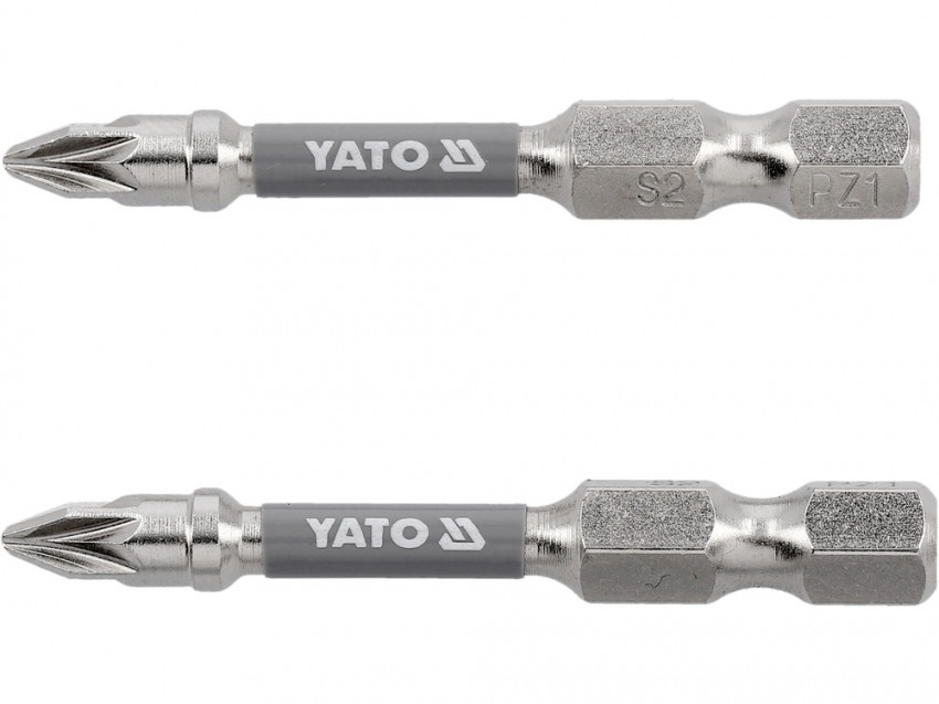 Насадка викруткова YATO; PZ1 х 50мм. шпиндель 6-гран- 1/4", покрита нікелем, 2шт.[10]-YT-78023
