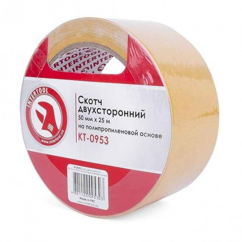 Скотч двосторонній 50мм * 25м на поліпропіленовій основі INTERTOOL KT-0953-KT-0953