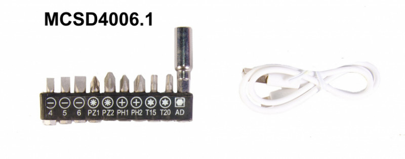 Викрутка поворотна акумуляторна 4V, Li-ion, 1.5 Ач, 250 об/хв, 3.5 Нм, реверс, USB, аксесуар. 10шт MPT MCSD4006.1-MCSD4006.1