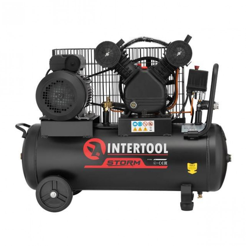 Компресор 50 л, 3 кВт, 220 В, 10 атм, 500 л/хв, 2 циліндра INTERTOOL PT-0016-PT-0016