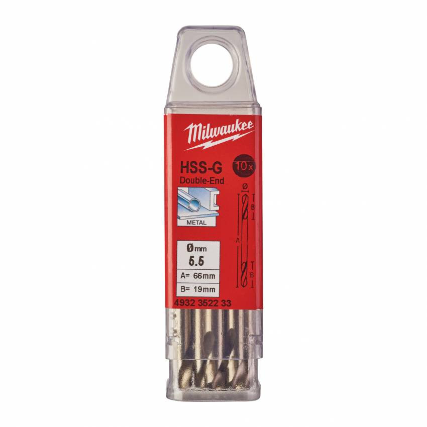 Свердло по металу HSS-G MILWAUKEE DIN1412, Ø5,5мм, двостороннє, (10шт)-4932352233