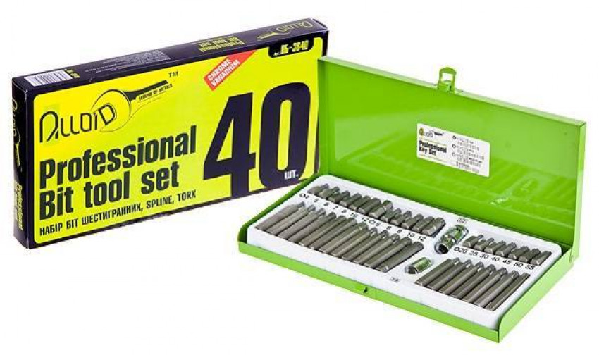 Alloid. Набір біт шестигранний, SPLINE, TORX 40 попер. (НБ-3840)-НБ-3840(10)