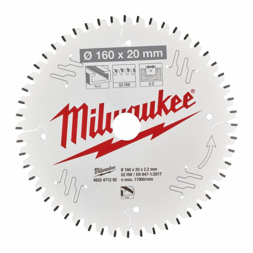 Диск пиляльний Alu PFTE MILWAUKEE, Ø184х30х2,4мм, 54 зуб. 1-4932471299