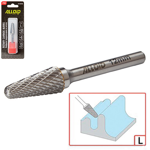 Alloid Pro. Борфреза твердосплавна по металу, тип L, D-12мм, d-6мм, L-73мм-CB-63250L (300/25)