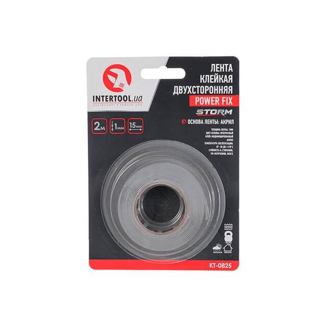 Стрічка клейка двостороння "POWER FIX", 2 м, 15×1 мм, прозора, акрил, STORM INTERTOOL KT-0825-KT-0825