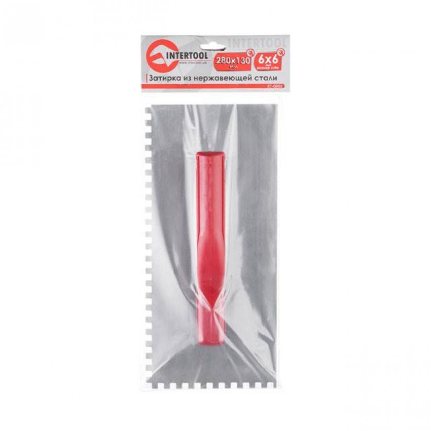 Затирачка сталева оцинкована 280*130 мм, 6*6 мм INTERTOOL KT-0005-KT-0005