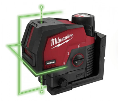 Лінійно-точковий лазерний нівелір Milwaukee M12 3PL-0C 4933478100 із зеленим променем-[articul]