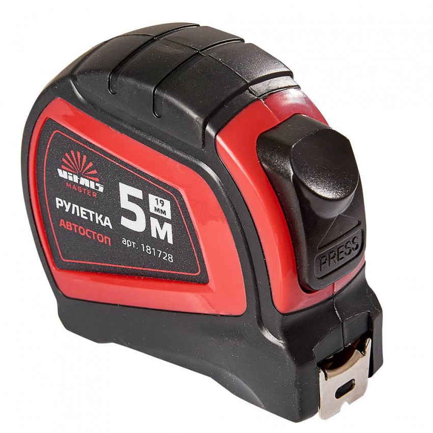 Рулетка 5 м × 19 мм автостоп Vitals Master-181728