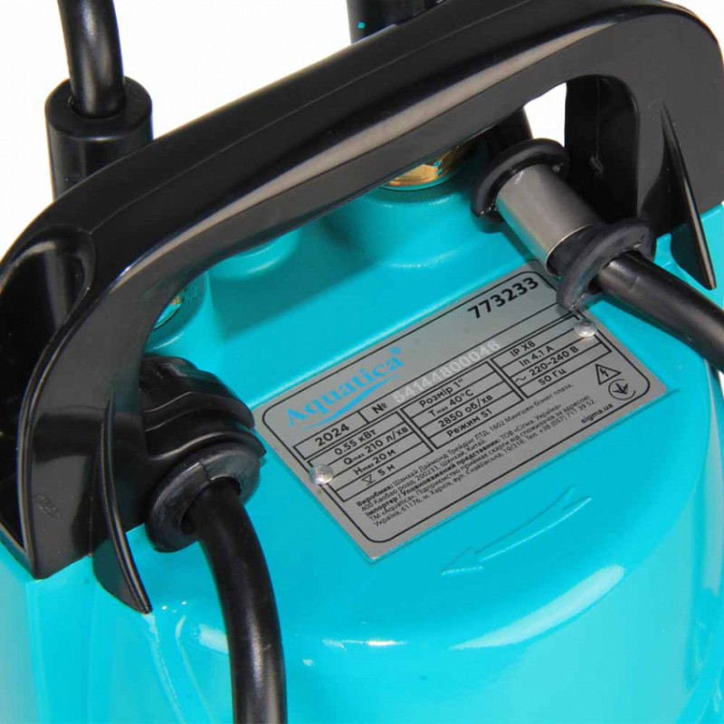 Насос дренажний 0.55кВт Hmax 20м Qmax 210л/хв AQUATICA (773233)-773233