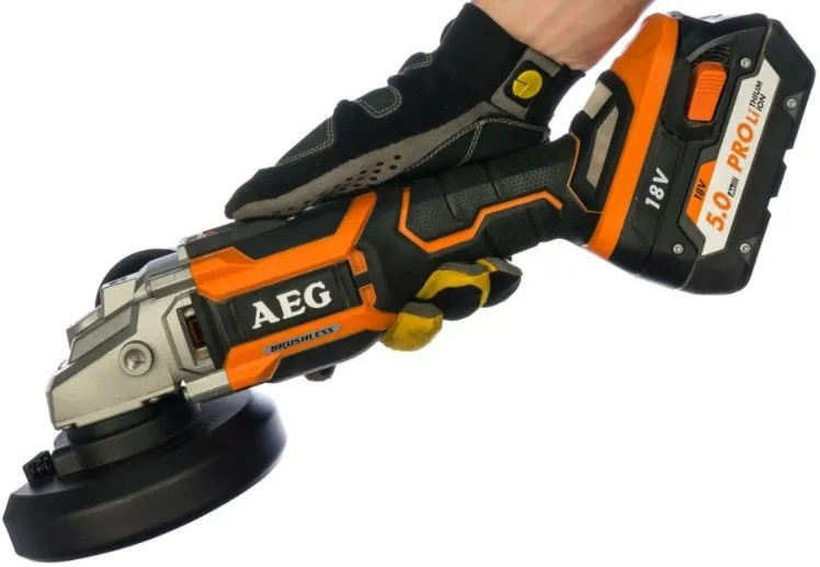 Шліфмашина кутова акум. BEWS18-125BL-502C AEG, 18В,2Х5А/год,90х,11000об/х,26мм,2,6кг,кейс-BEWS18-125BL-502C