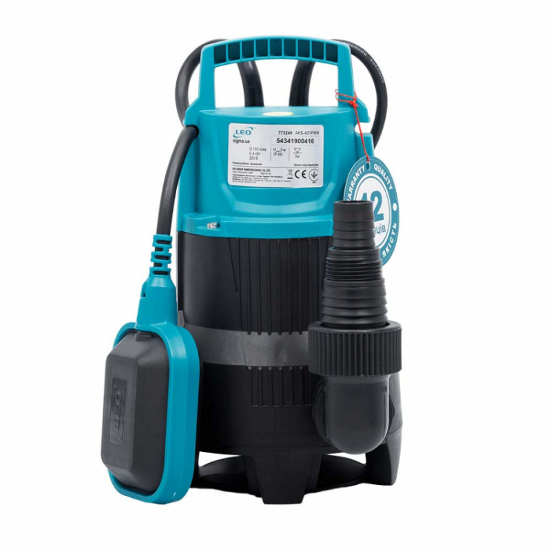 Насос дренажний садовий 0.4 кВт Hmax 5м Qmax 150л/хв LEO (773246)-773246