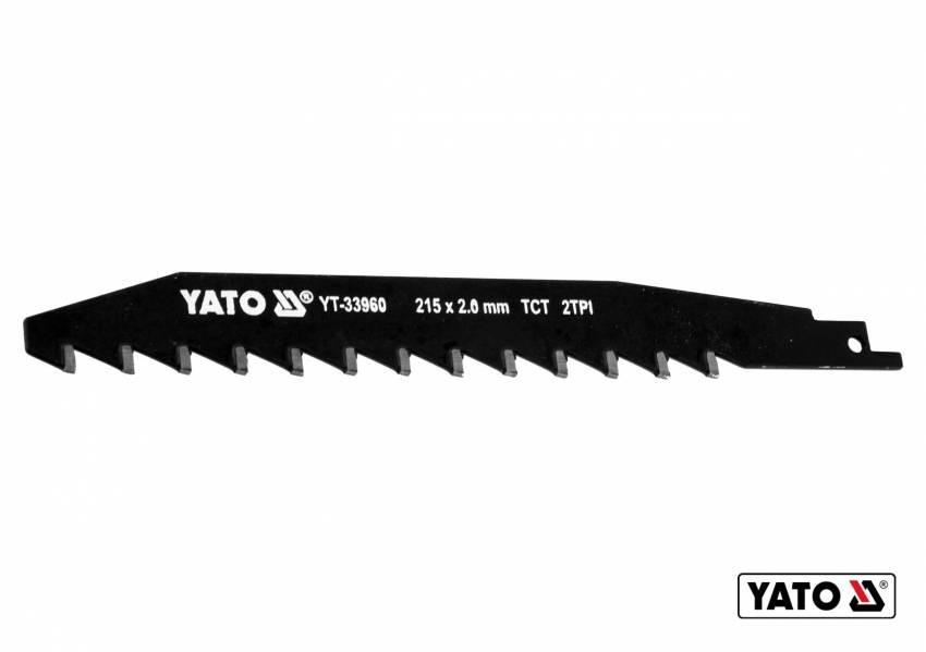 Полотно до шаблевої пили по керамічній і силікатній цеглі YATO : l= 215 мм, h= 2 мм, 2 зуби/1"-YT-33960