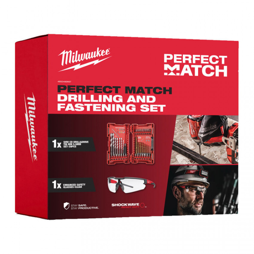 Набір біт Milwaukee SHOCKWAVE (39 предм.) + окуляри Perfect match deal Shockwave 2B-4932492657