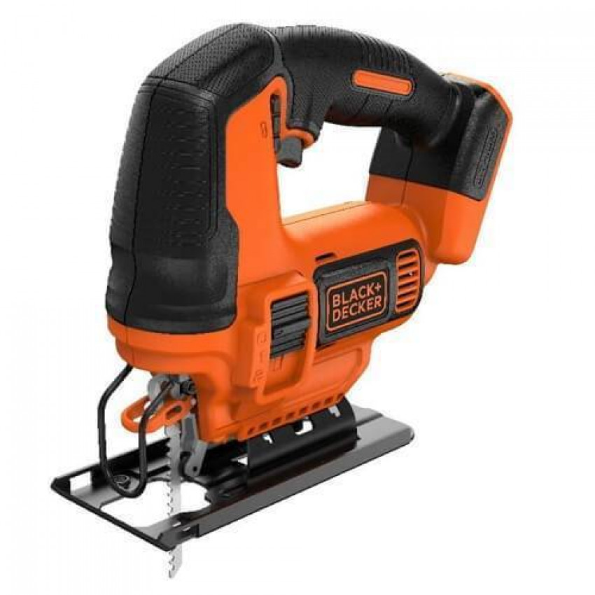 Електролобзик акумуляторний BLACK DECKER, 18 В Li-Ion, швидкість 0 - 2.500 хід / хв, патрон безключовий, крок полотна 19 мм, макс. пропил деревини 55 мм, без акумулятора та зарядного пристрою, вага 2,23 кг-BDCJS18N