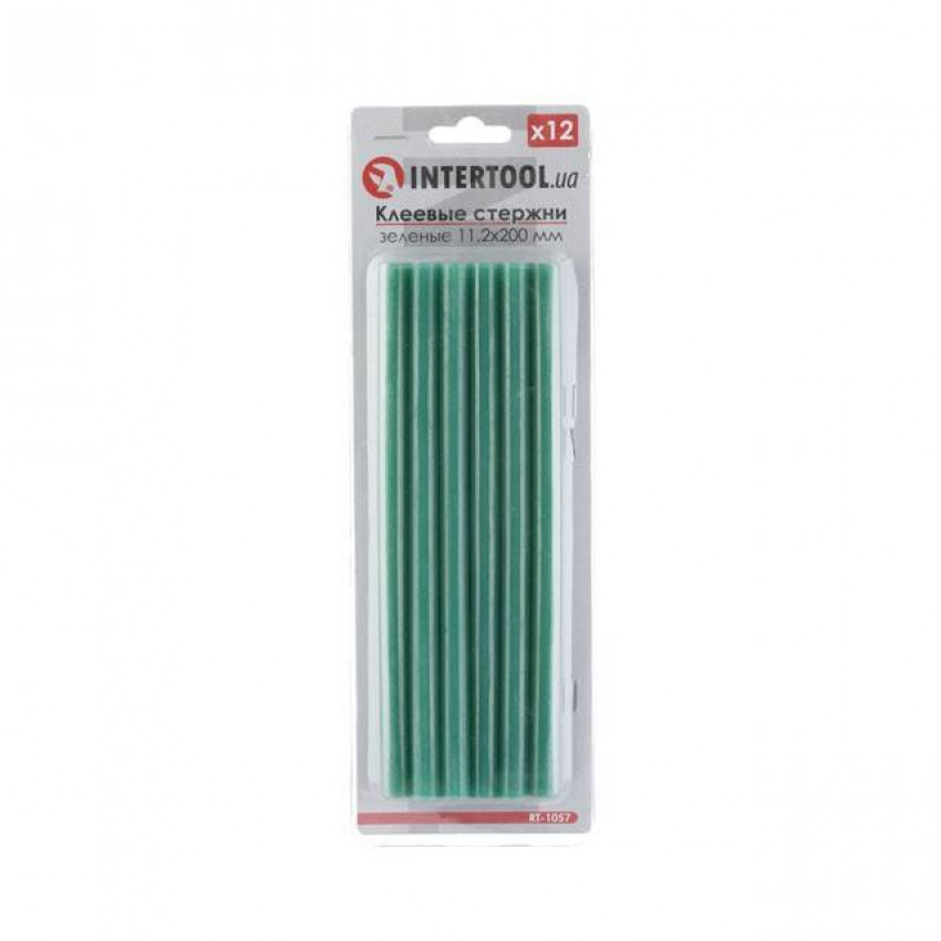 Комплект клейових стрижнів зелених, 11,2×200 мм, 12 шт. INTERTOOL RT-1057-RT-1057