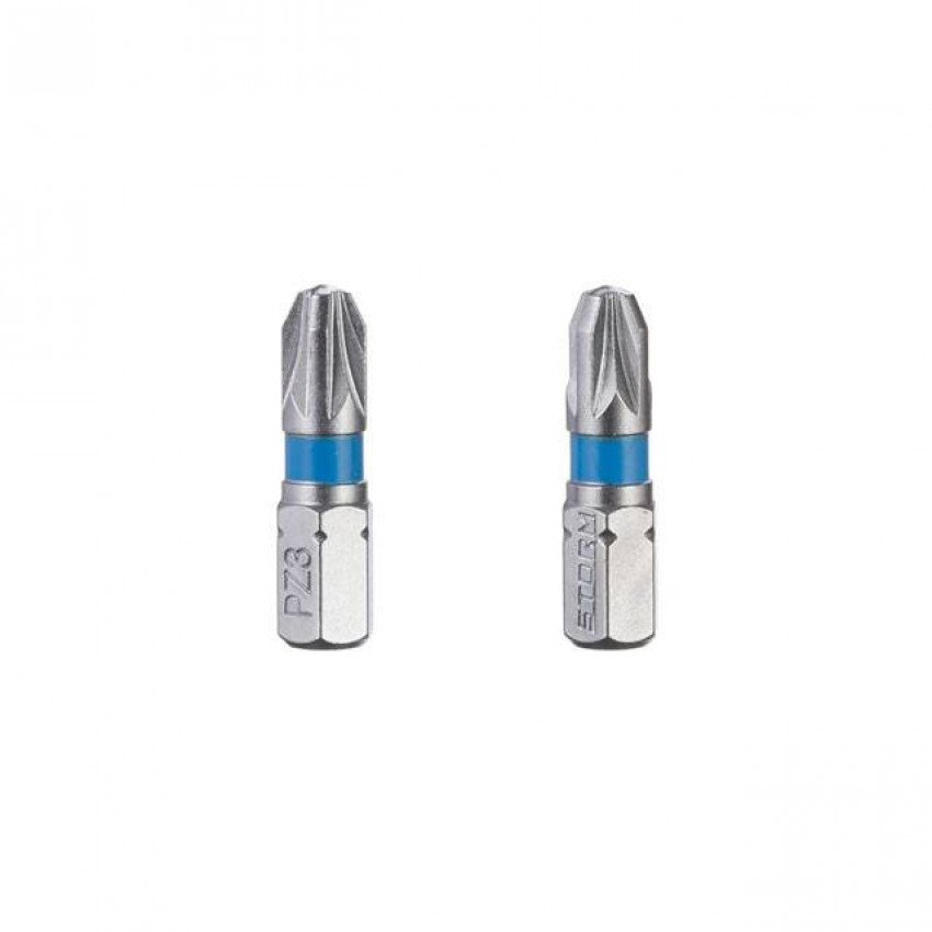 Комплект викруткових насадок PZ3 1/4" * 25 мм, S2, уп. 2 од., STORM INTERTOOL VT-0222-VT-0222