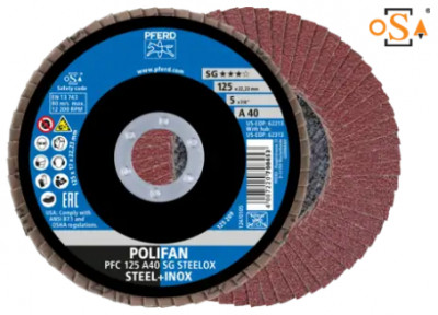Круг пелюстковий тарілчастий 125*22 A40 (нерж/метал) конічн.SG STEELOX-[articul]